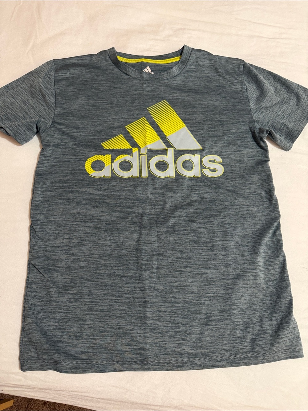adidas Gray Heather Tee with Neon Yellow Logo